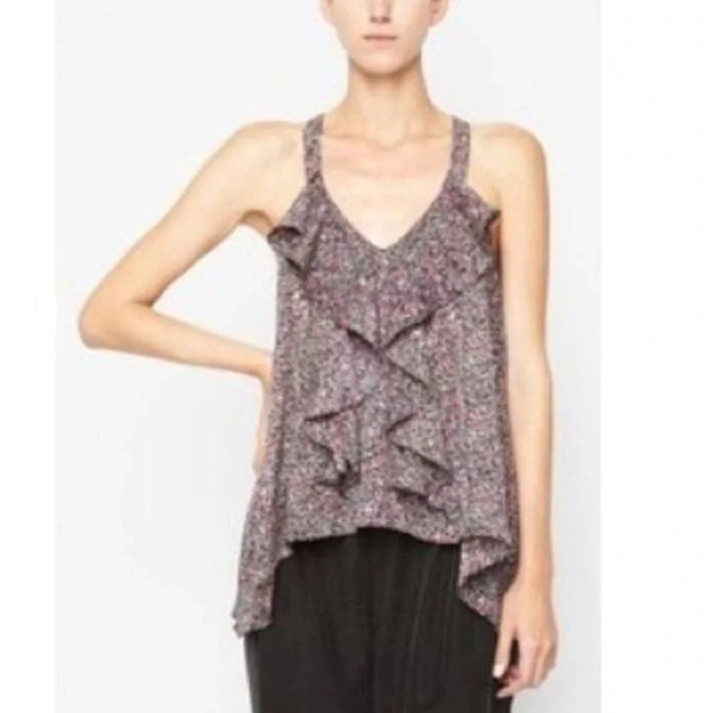 BCBGeneration Lace Strap Back Ruffle Tank - Picture 1 of 6